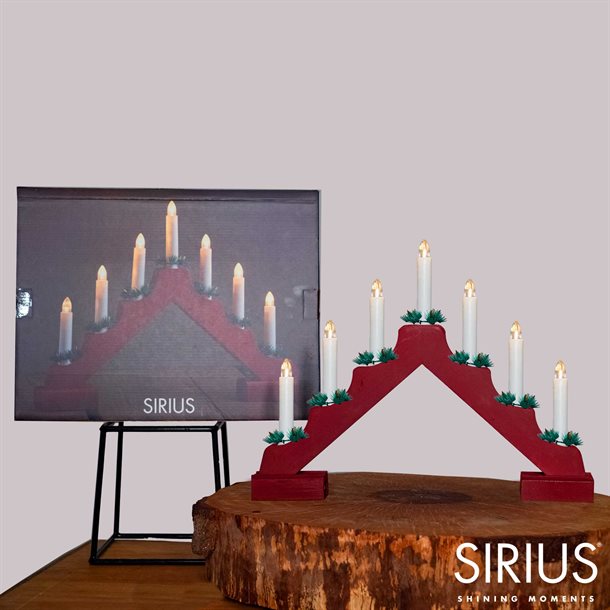 Sirius Sussie syvarmede træstage med syv lys i rød 60117 